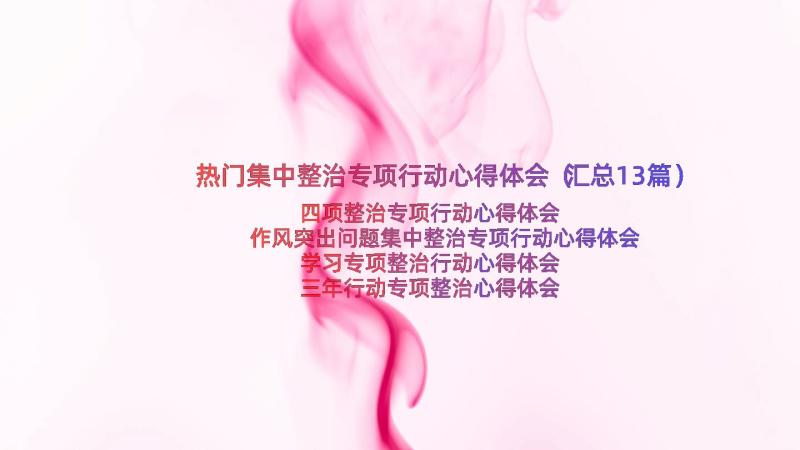 热门集中整治专项行动心得体会（汇总13篇）