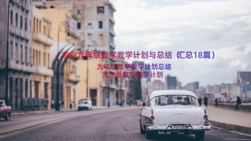 专业九年级数学教学计划与总结（汇总18篇）