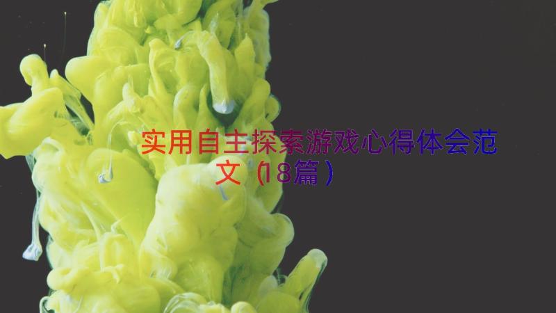 实用自主探索游戏心得体会范文（18篇）