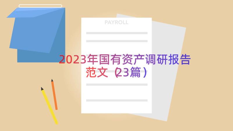 2023年国有资产调研报告范文（23篇）