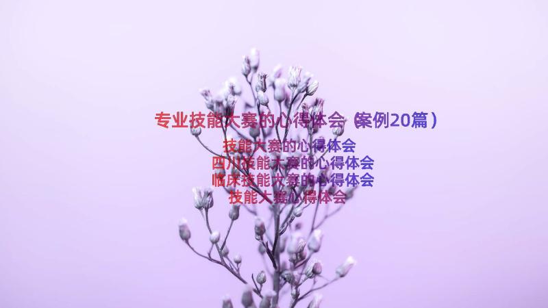 专业技能大赛的心得体会（案例20篇）