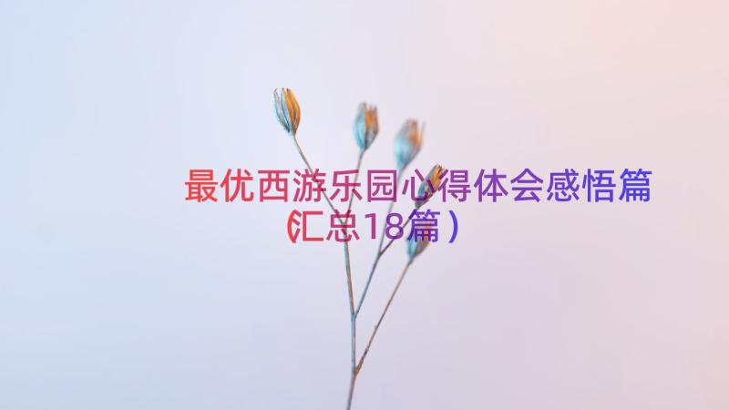 最优西游乐园心得体会感悟篇（汇总18篇）