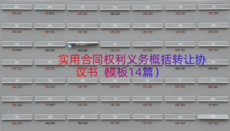 实用合同权利义务概括转让协议书（模板14篇）