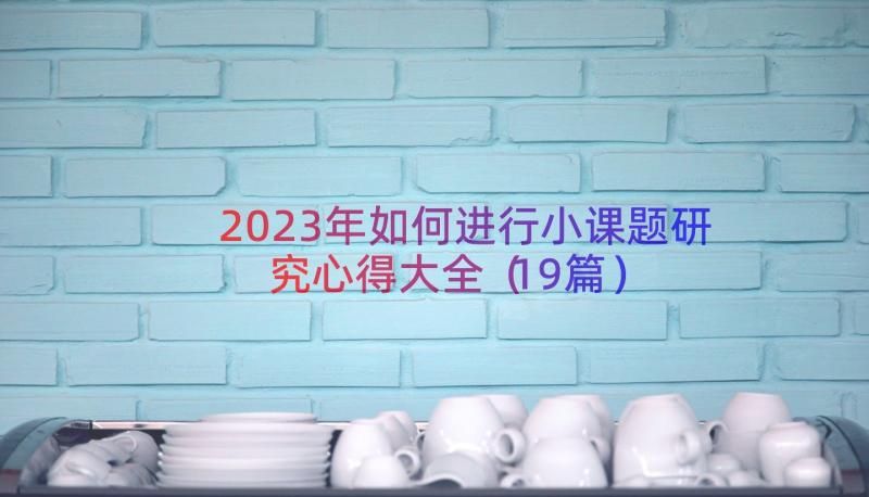 2023年如何进行小课题研究心得大全（19篇）