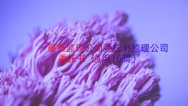 最新监理公司委托书监理公司委托书（通用16篇）