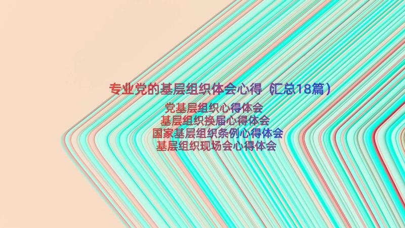 专业党的基层组织体会心得（汇总18篇）