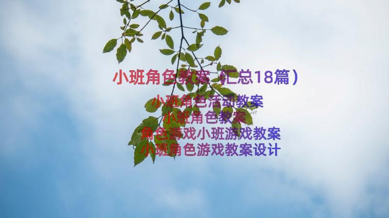 小班角色教案（汇总18篇）