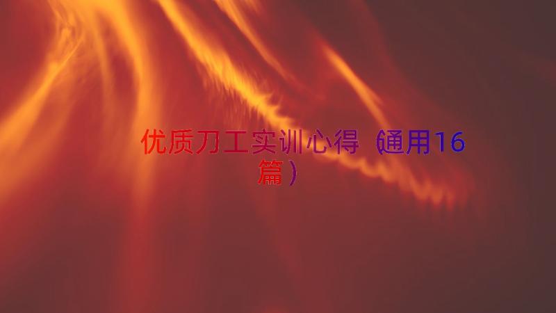 优质刀工实训心得（通用16篇）