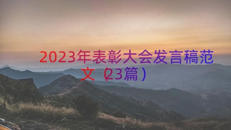 2023年表彰大会发言稿范文（23篇）