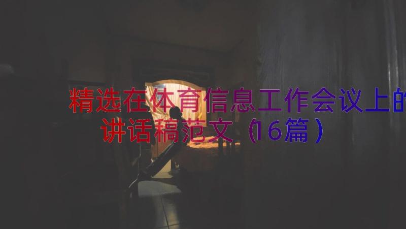 精选在体育信息工作会议上的讲话稿范文（16篇）