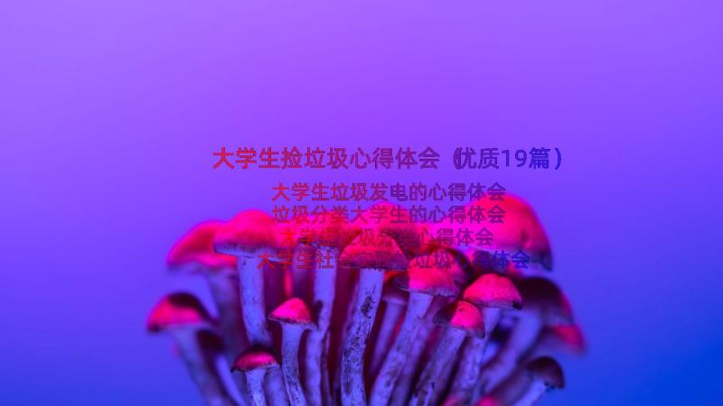 大学生捡垃圾心得体会（优质19篇）