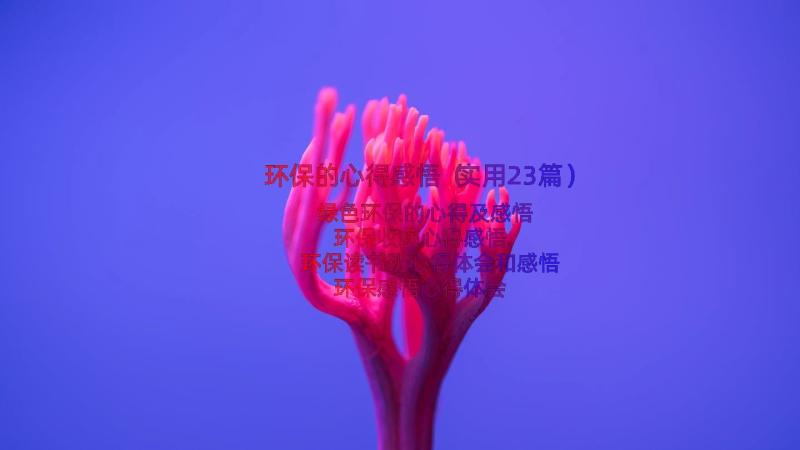 环保的心得感悟（实用23篇）