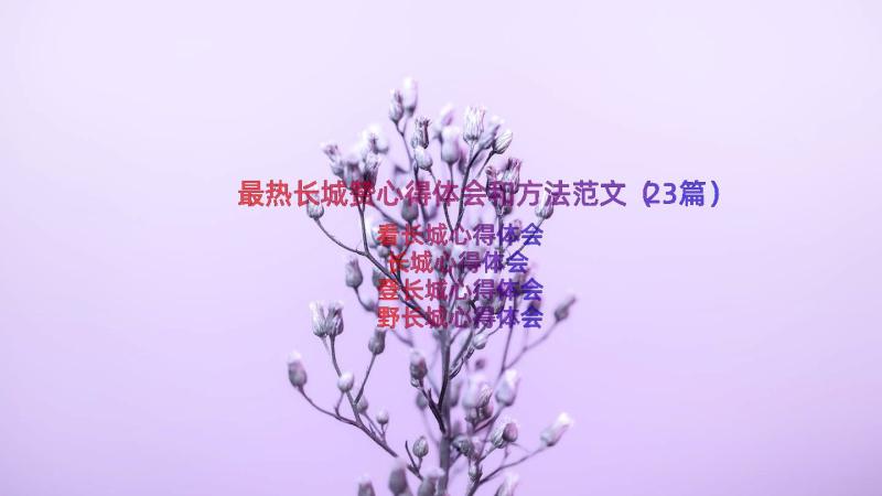 最热长城赞心得体会和方法范文（23篇）