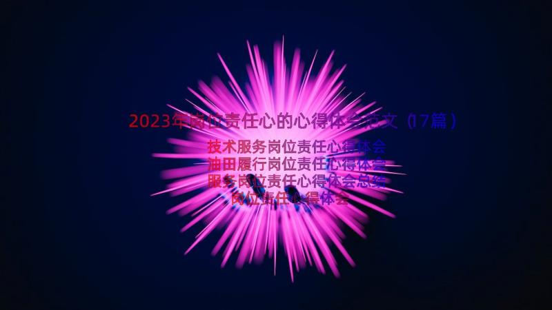 2023年岗位责任心的心得体会范文（17篇）