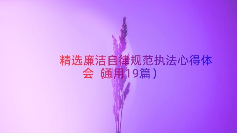 精选廉洁自律规范执法心得体会（通用19篇）