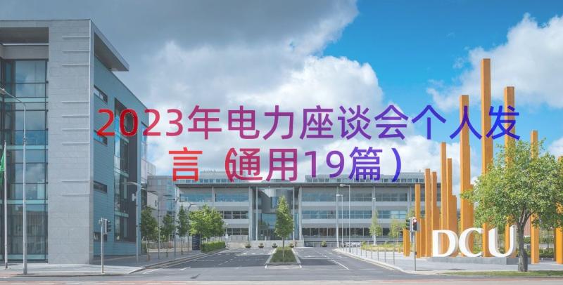 2023年电力座谈会个人发言（通用19篇）