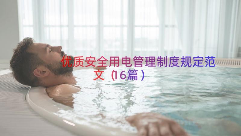 优质安全用电管理制度规定范文（16篇）