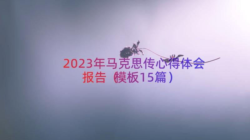 2023年马克思传心得体会报告（模板15篇）