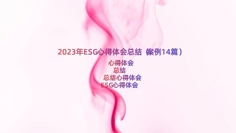 2023年ESG心得体会总结（案例14篇）