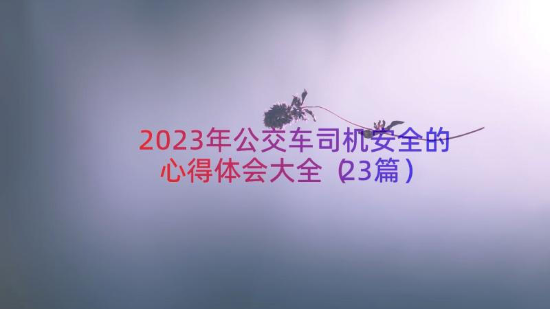 2023年公交车司机安全的心得体会大全（23篇）