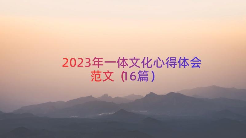 2023年一体文化心得体会范文（16篇）