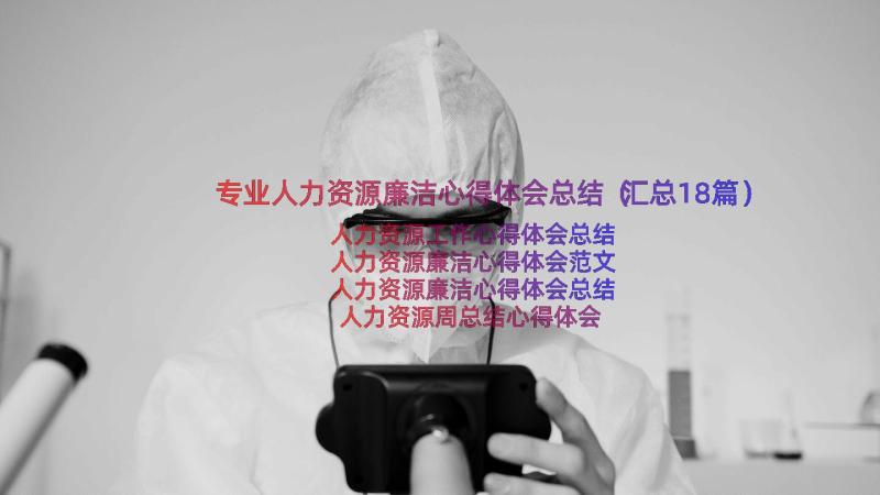 专业人力资源廉洁心得体会总结（汇总18篇）