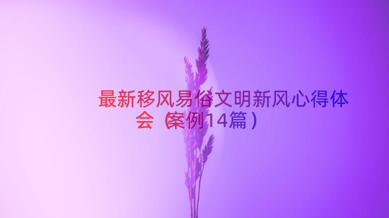 最新移风易俗文明新风心得体会（案例14篇）