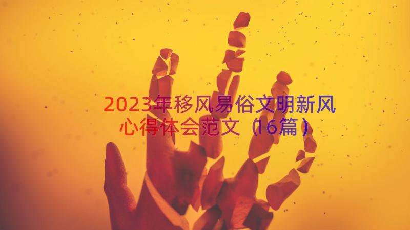 2023年移风易俗文明新风心得体会范文（16篇）