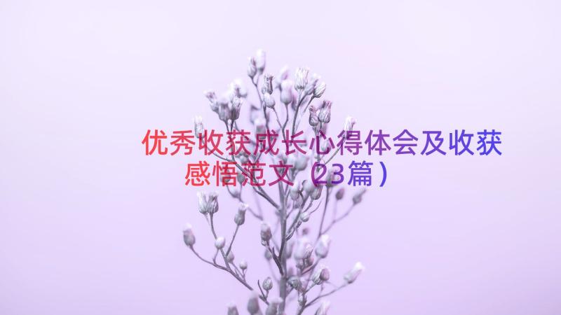 优秀收获成长心得体会及收获感悟范文（23篇）