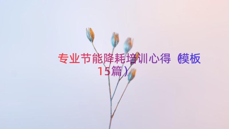 专业节能降耗培训心得（模板15篇）