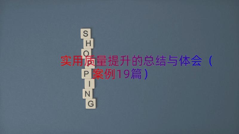 实用质量提升的总结与体会（案例19篇）