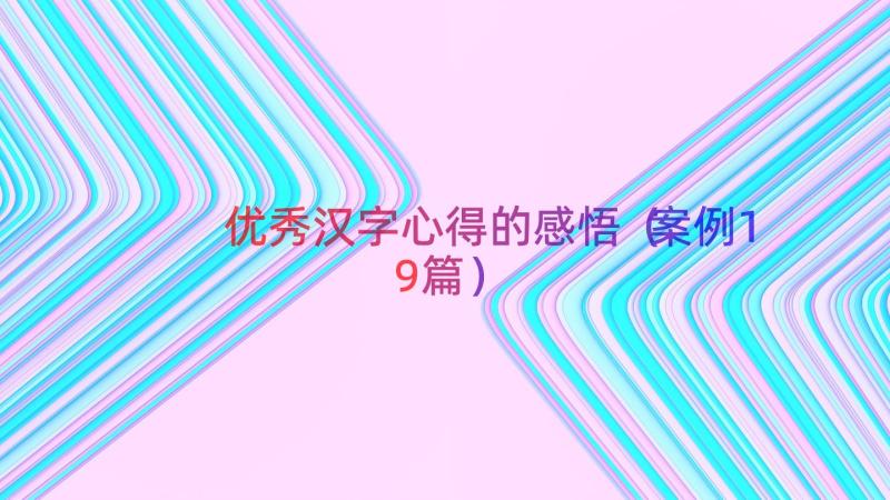 优秀汉字心得的感悟（案例19篇）