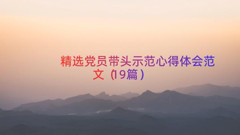 精选党员带头示范心得体会范文（19篇）