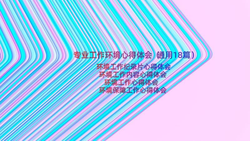 专业工作环境心得体会（通用18篇）