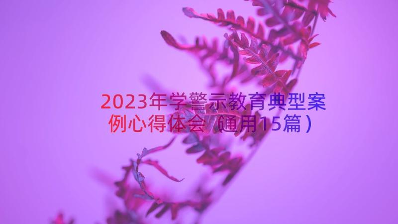 2023年学警示教育典型案例心得体会（通用15篇）