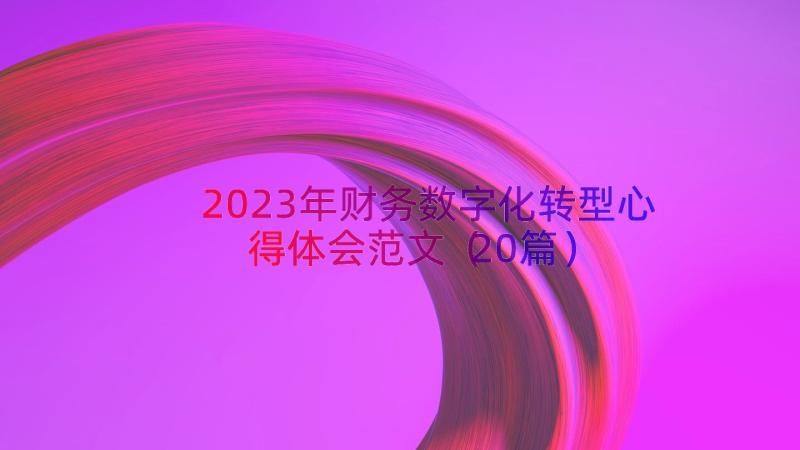 2023年财务数字化转型心得体会范文（20篇）