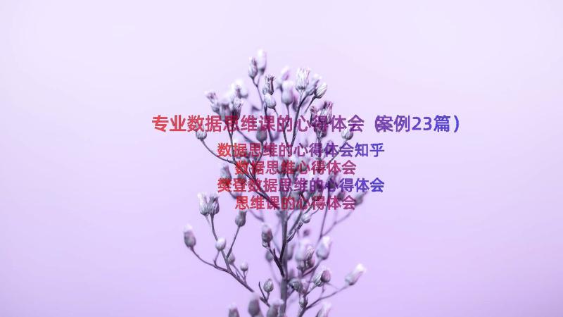 专业数据思维课的心得体会（案例23篇）