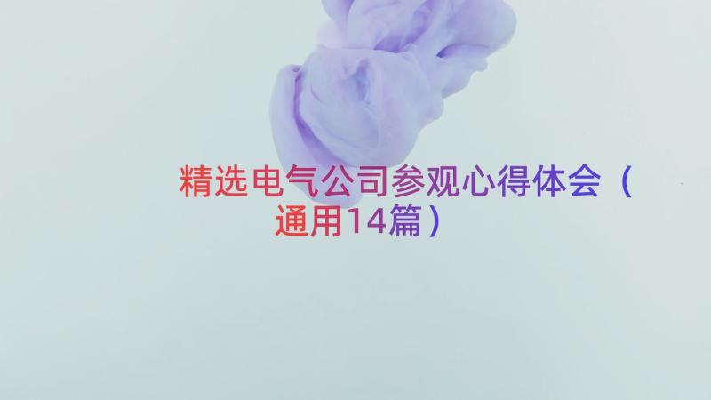 精选电气公司参观心得体会（通用14篇）