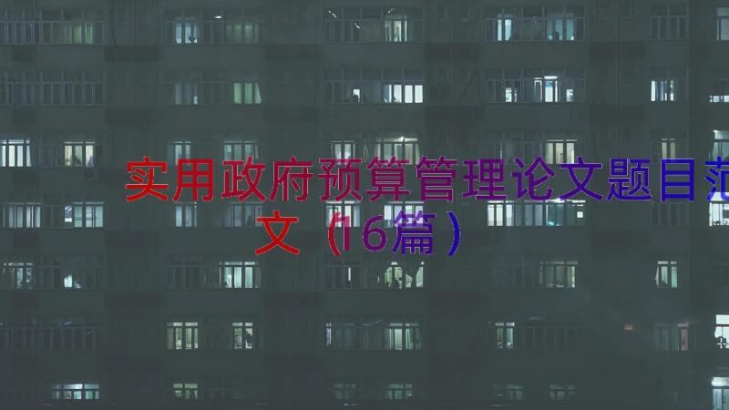 实用政府预算管理论文题目范文（16篇）