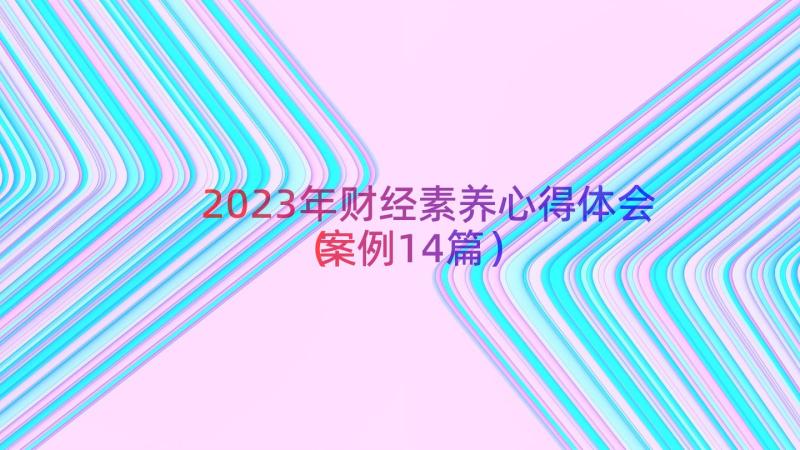 2023年财经素养心得体会（案例14篇）