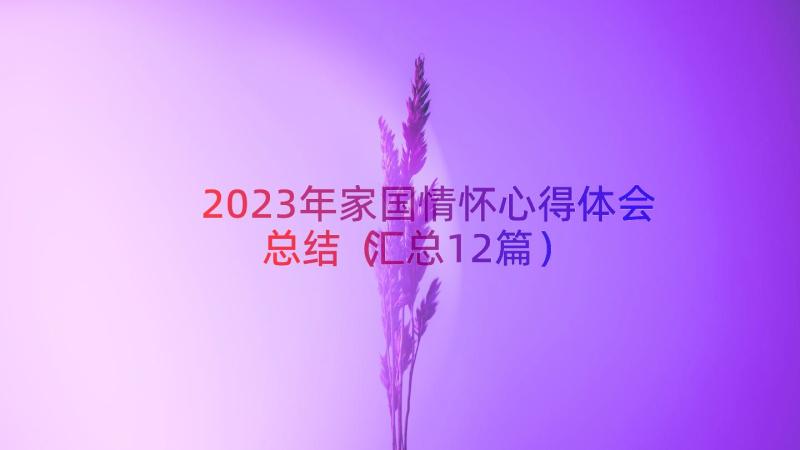 2023年家国情怀心得体会总结（汇总12篇）