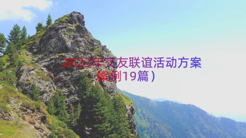 2023年交友联谊活动方案（案例19篇）