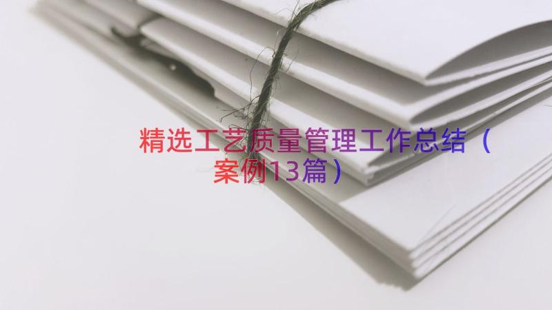 精选工艺质量管理工作总结（案例13篇）