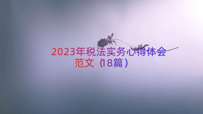 2023年税法实务心得体会范文（18篇）