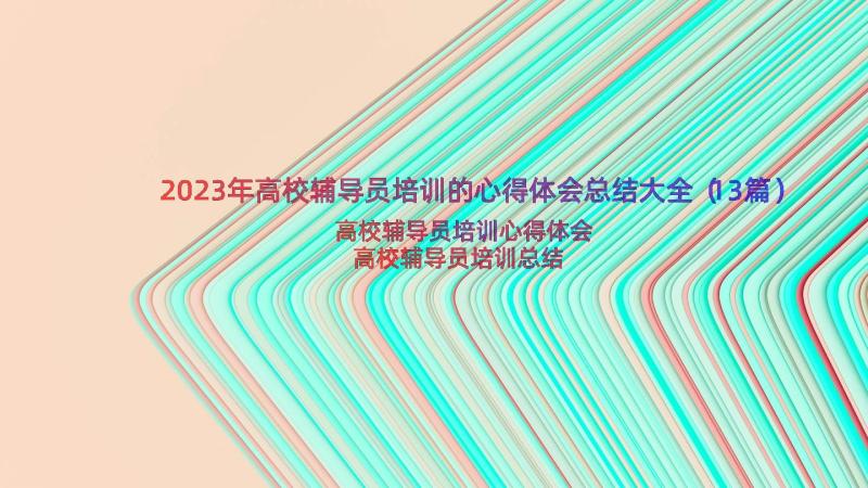 2023年高校辅导员培训的心得体会总结大全（13篇）