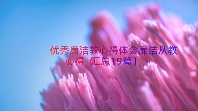 优秀廉洁教心得体会廉洁从教心得（汇总19篇）