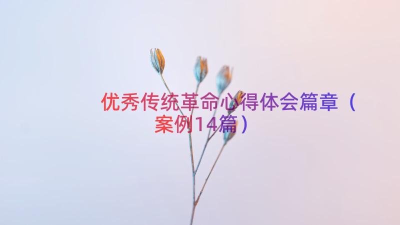 优秀传统革命心得体会篇章（案例14篇）