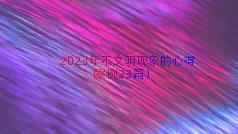 2023年不文明现象的心得（案例23篇）