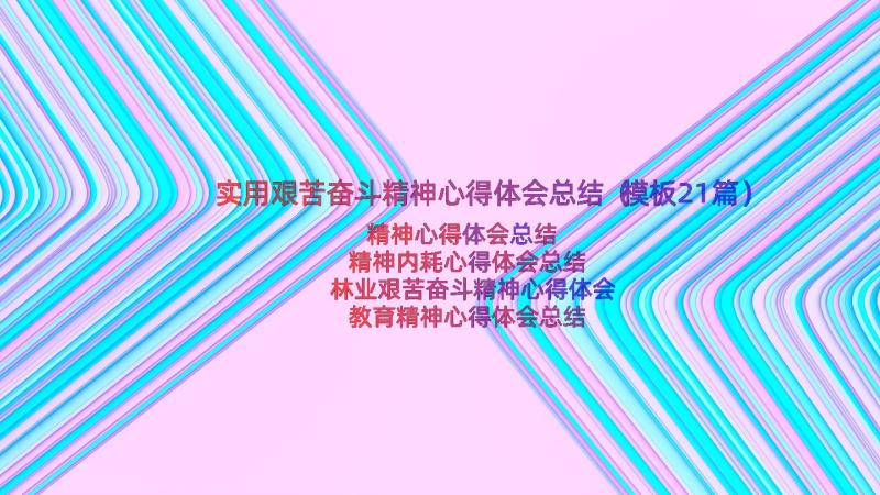 实用艰苦奋斗精神心得体会总结（模板21篇）