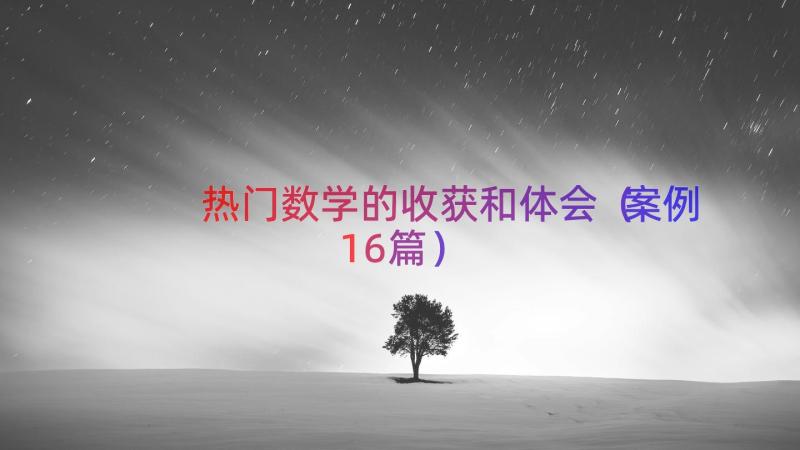 热门数学的收获和体会（案例16篇）